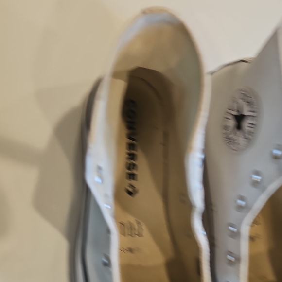 Converse Women's High Top Sneakers White Black Trim Leather Upper Women's 7.5 - Picture 11 of 12